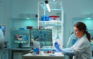 Nutrition researchers working in a lab