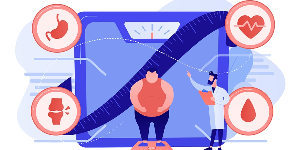 Obesity health problem concept vector illustration.